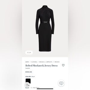 Black Belted Mockneck Black Dress